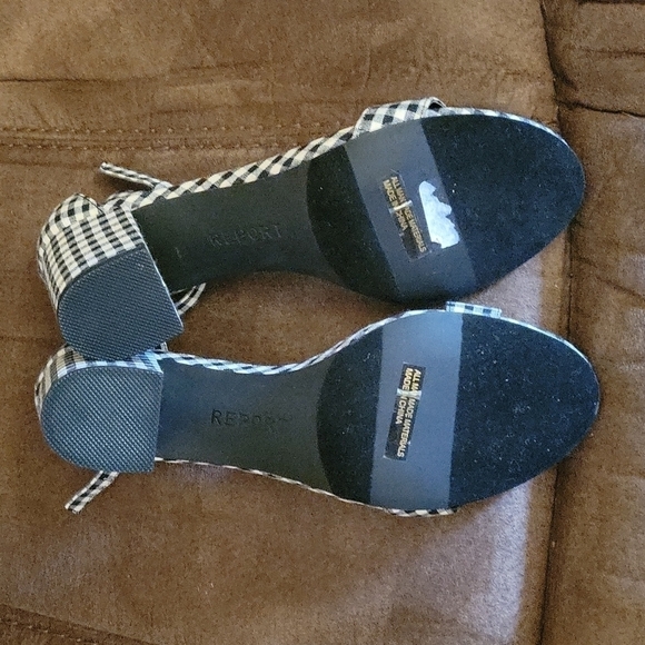 REPORT Pamela Fabric Gingham Ankle Strap Open Toe Block Sandals - Picture 5 of 7